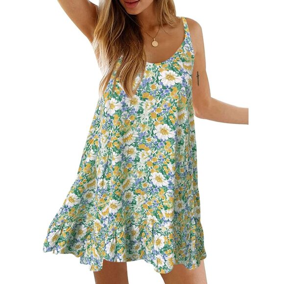 Qearal Dresses & Skirts - Qearal Sleeveless Floral Printed Sundress Size XL Scoop Neck Beach Boho Cottage